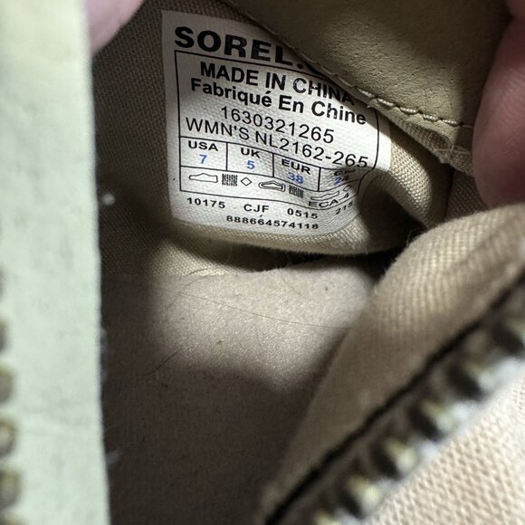 Sorel Taupe Canvas Flat Ankle Bootie Sz 7 Side Zip Intentional Distressed Boho - Picture 6 of 6